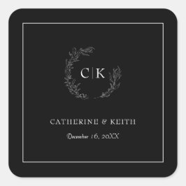 Elegante Monogram Wedding Square Sticker