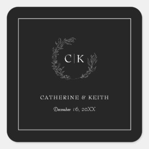 Elegante Monogram Wedding Square Sticker
