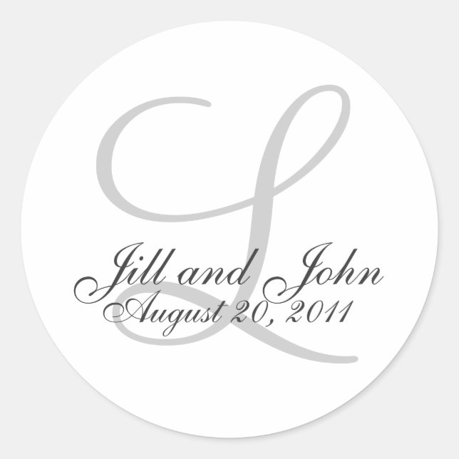 Elegante Monogram Wedding Stickers (Vorderseite)