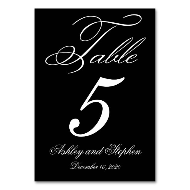 Elegante Monogram Wedding Tischnummer Cards (Vorderseite)