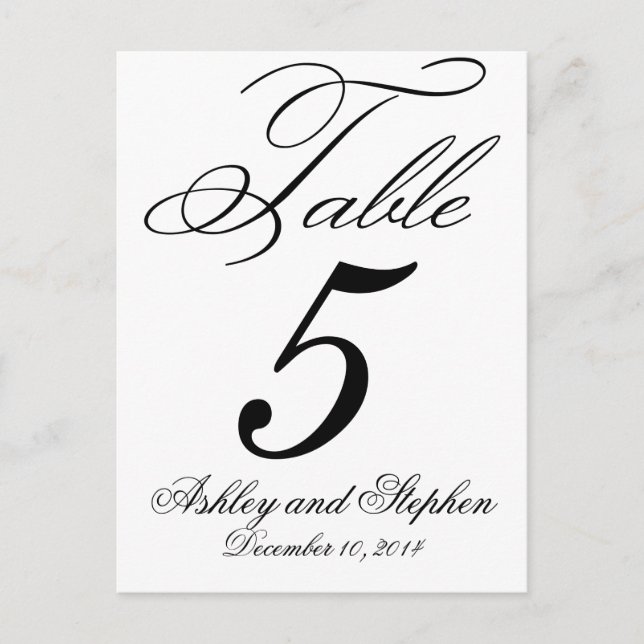 Elegante Monogram Wedding Tischnummer Cards (Vorderseite)