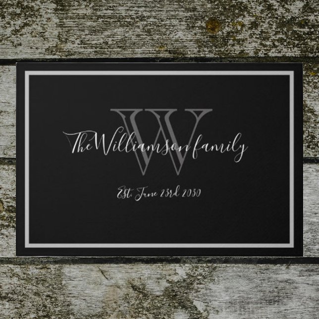 Elegante Monogram Wedding Welcome Outdoor Doormat Fußmatte (The perfect wedding or housewarming gift. A front door welcome mat with an elegant, chic script. )