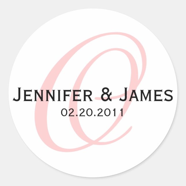 Elegante Monogram White and Pink Wedding Sticker (Vorderseite)