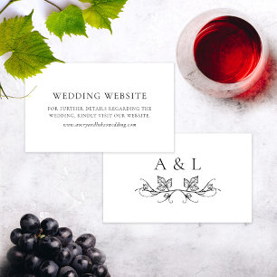 Elegante Monogram Winery Wedding Website Card Begleitkarte