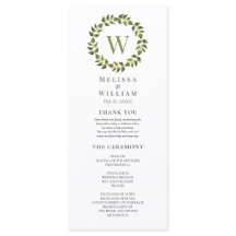 Elegante Monogram Wreath Green Leaf Wedding