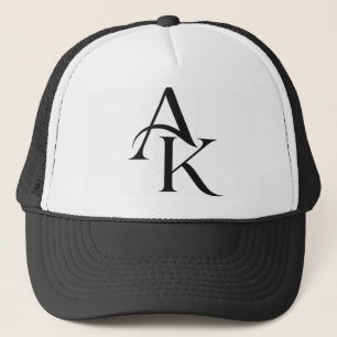 Elegante Monogramm-AK- Trucker-Mütze in Schwarz-We Truckerkappe