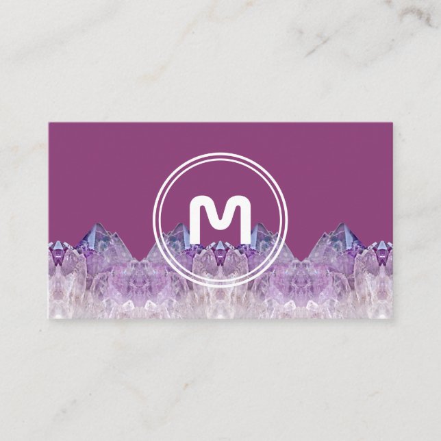 Elegante Monogramm Amethyst zwei Töne violette Ede Visitenkarte (Vorderseite)