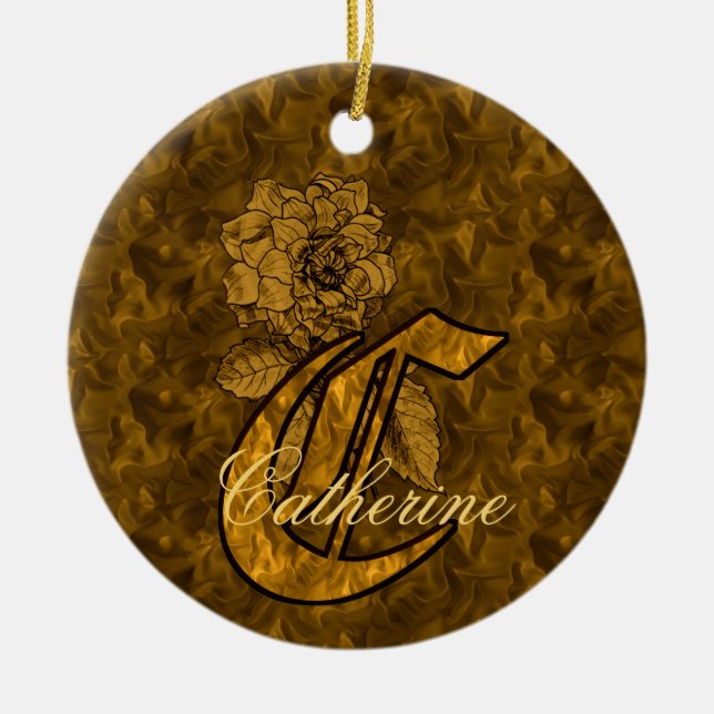 Elegante Monogramm Anfangsbuchstabe C Gold-Pfingst Keramik Ornament (Vorne)