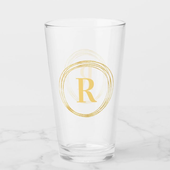 Elegante Monogramm-Anfangsbuchstaben Glas (Vorderseite)