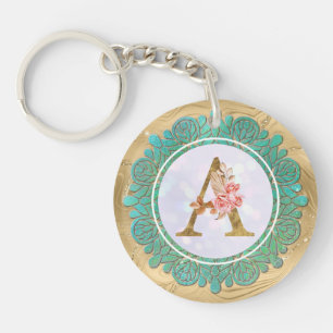 Elegante Monogramm-Anfangsbuchstaben mit Mandala Schlüsselanhänger