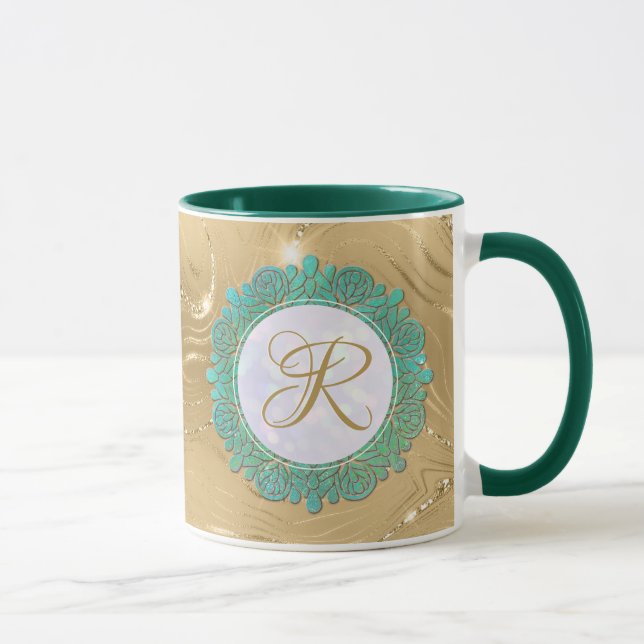 Elegante Monogramm-Anfangsbuchstaben mit Mandala Tasse (Rechts)