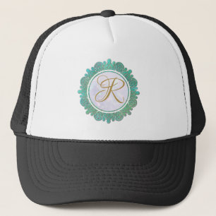 Elegante Monogramm-Anfangsbuchstaben mit Mandala Truckerkappe