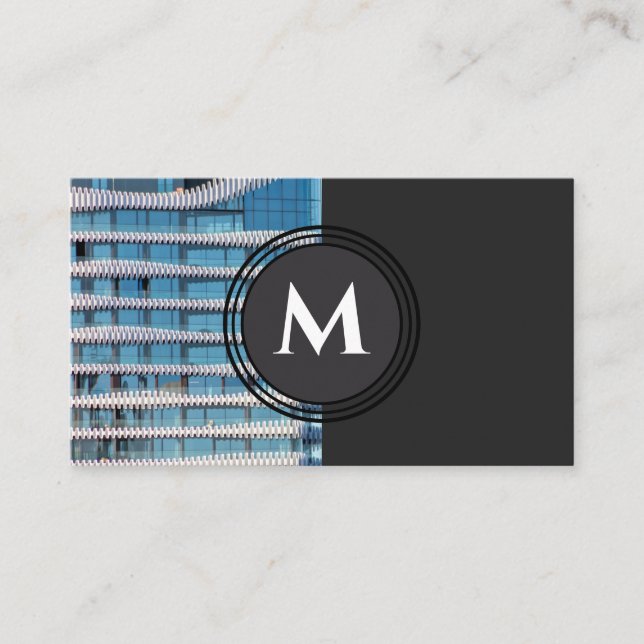 Elegante Monogramm-Bio Architekturwellen Visitenkarte (Vorderseite)