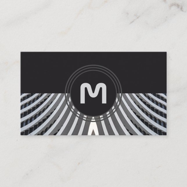 Elegante Monogramm-Bio Architekturwellen Visitenkarte (Vorderseite)