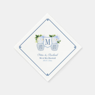 Elegante Monogramm-Chinoiserie-Hochzeitsempfang Serviette