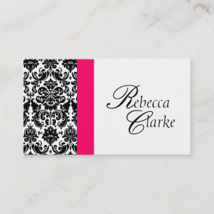 Elegante Monogramm-Damast-Rosa-Visitenkarte Visitenkarte