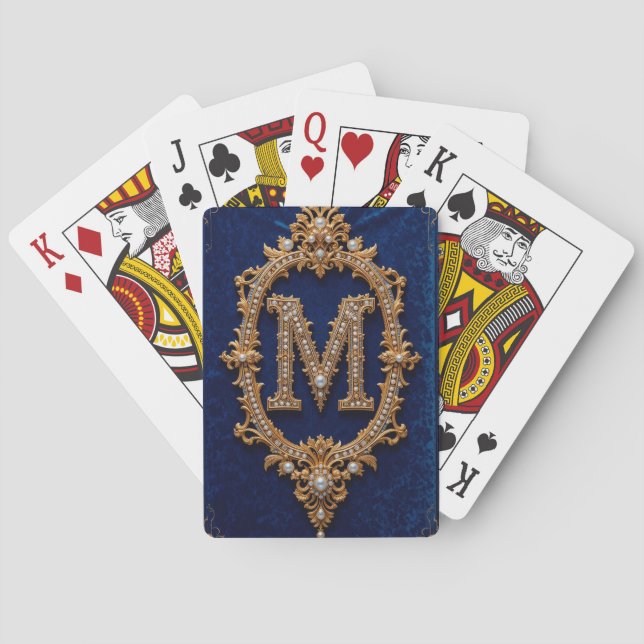 Elegante Monogramm-Designs Spielkarten (Rückseite)