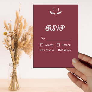 Elegante Monogramm Dunkelrote Juwelton RSVP-Karte Einladung