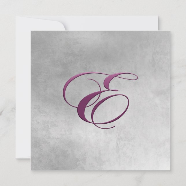 Elegante Monogramm Einladung Lila E (Vorderseite)