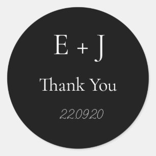 Elegante Monogramm Erstaufkleber für die Hochzeit Runder Aufkleber
