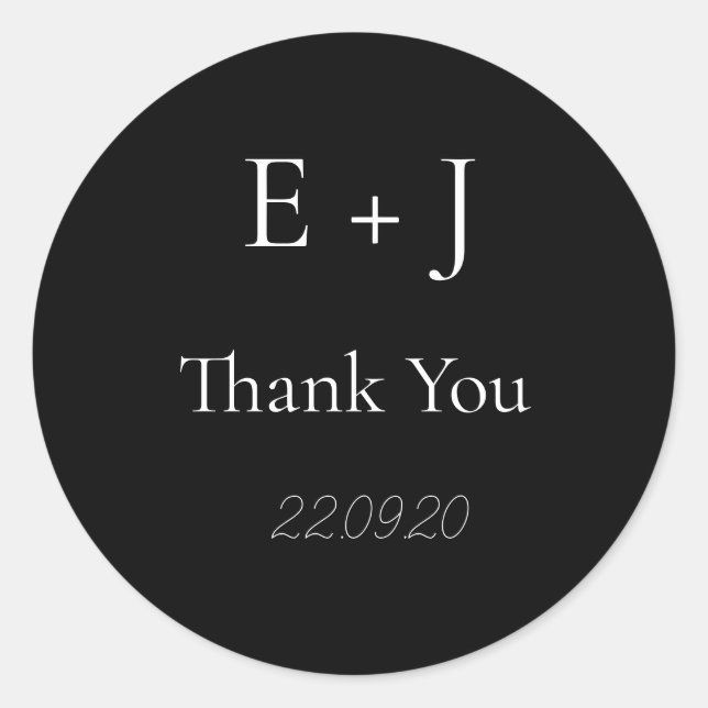Elegante Monogramm Erstaufkleber für die Hochzeit Runder Aufkleber (Vorderseite)