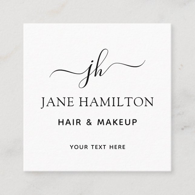 Elegante Monogramm-Erstnamenskarte Quadratische Visitenkarte (Vorderseite)