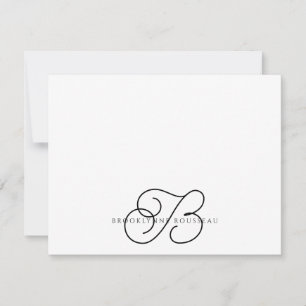 Elegante Monogramm-Flachnotizkarte Mitteilungskarte