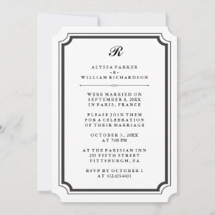 Elegante Monogramm-Formale Hochzeitsfeier nach der Einladung