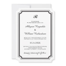 Elegante Monogramm formale Schwarz-Weiß-Hochzeit