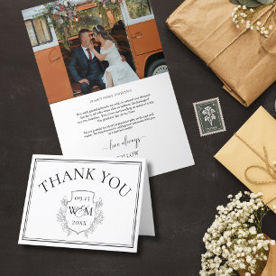 Elegante Monogramm-Foto-Hochzeit Dankeskarte