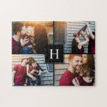Elegante Monogramm-FotoCollage Puzzle<br><div class="desc">Personalisieren Sie es mit Ihrem Hochzeitsdatum,  Familiennamen oder jedem beliebigen Text Ihrer Wahl für ein schönes und einzigartiges Geschenk und Sake.</div>