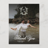 Elegante Monogramm-Fotoüberlagerung Hochzeit Danke