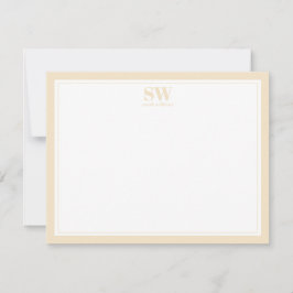 Elegante Monogramm Gelbe Grenze Minimalistisch Mitteilungskarte