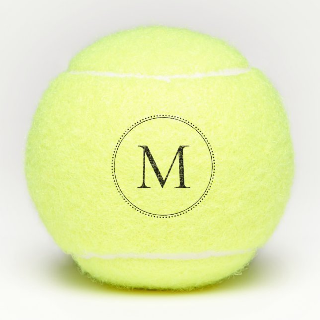 Elegante Monogramm gepunktete Grenze Tennisbälle (Vorderseite)