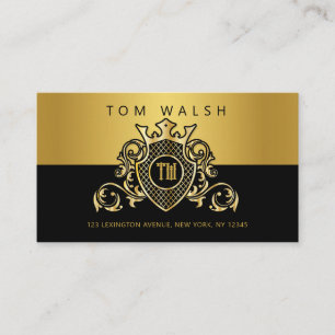 Elegante Monogramm Gold und Schwarz Visitenkarte
