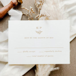 Elegante Monogramm Grünzeug Blätter Hochzeit RSVP Karte