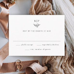 Elegante Monogramm Grünzeug Blätter Hochzeit RSVP Karte