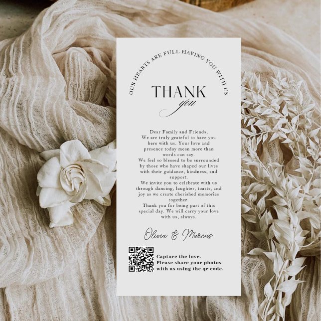 Elegante Monogramm Hochzeit Danke Karte QR-Code (Von Creator hochgeladen)