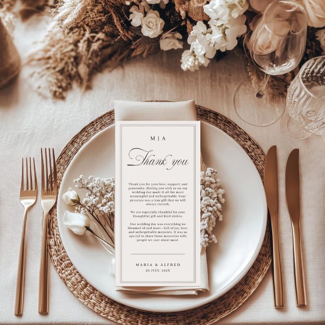 Elegante Monogramm-Hochzeit-Dankeskarten-QR-Code Dankeskarte (Von Creator hochgeladen)