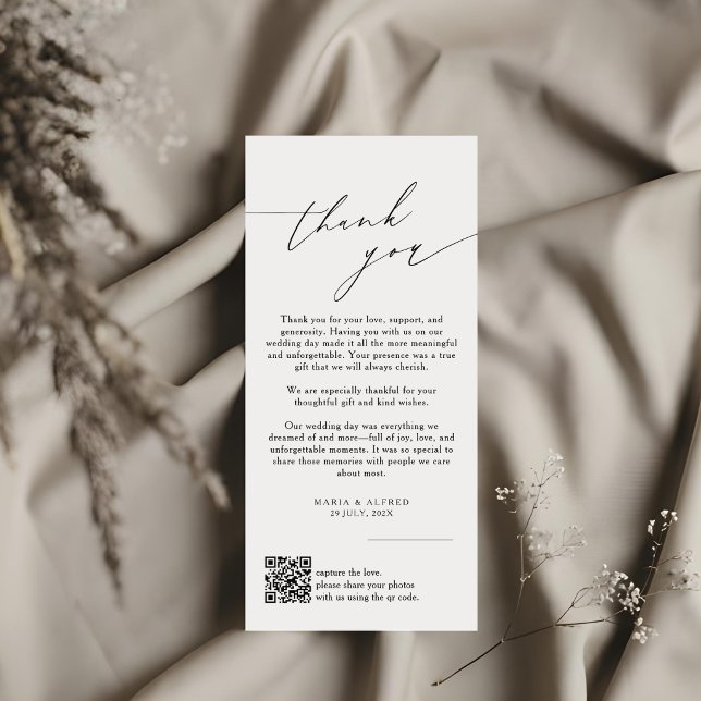 Elegante Monogramm-Hochzeit-Dankeskarten-QR-Code Dankeskarte (Von Creator hochgeladen)