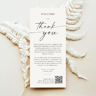 Elegante Monogramm-Hochzeit-Dankeskarten-QR-Code Dankeskarte