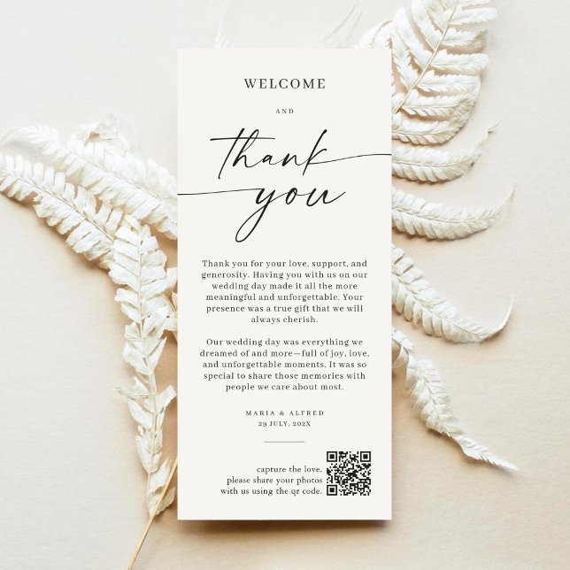 Elegante Monogramm-Hochzeit-Dankeskarten-QR-Code Dankeskarte (Von Creator hochgeladen)