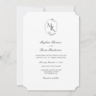 Elegante Monogramm-Hochzeit Klassisch Formal Einladung