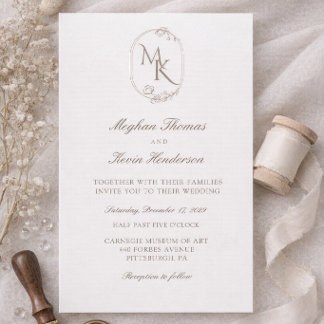 Elegante Monogramm-Hochzeit | Klassisch Formal Einladung