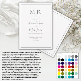 Elegante Monogramm Hochzeit Schwarz & Weiß Modern Einladung