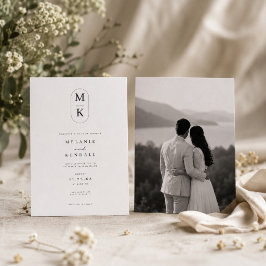 Elegante Monogramm-Hochzeitseinladung mit Foto. Einladung