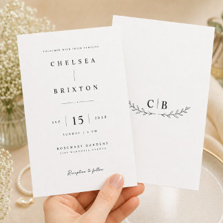 Elegante Monogramm-Hochzeitseinladungsvorlage. Einladung