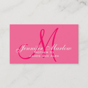 Elegante Monogramm Hot Pink "Mama wird gerufen"-Ka Telefonnummerkarte