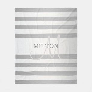 Elegante Monogramm-Imitate Silberglänzende graue S Fleecedecke