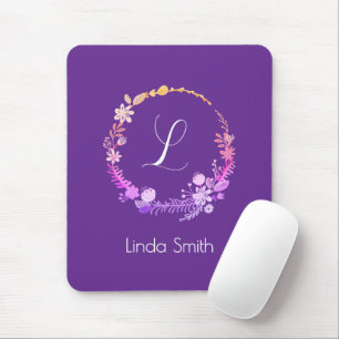 Elegante Monogramm-Initiale mit individuellem Name Mousepad